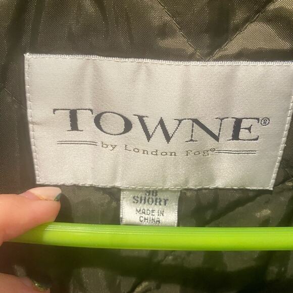 Men's TOWNE London Fog Raised Twill Double-Breasted Coat 38S Green - Picture 4 of 7